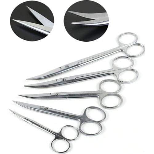 1PCS 10cm 12.5cm 14cm 16cm straight curved scissor scissors stainless steel pet veterinary equipment farming instrument clinic