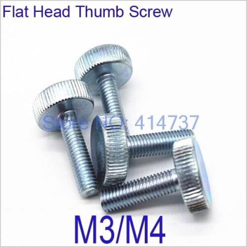 100 Pcs/Lot M3/M4 Flat Head Thumb Screw /Round Head Knurling Hand Twist Screw/Hand Tighten Screws Length 6mm--35mm