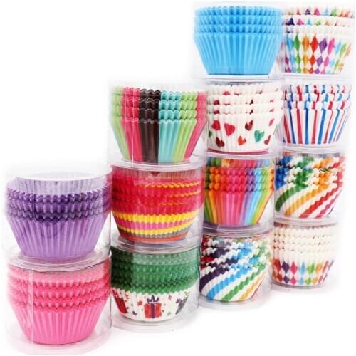 100pcs/lot Rainbow Cupcake Paper Liners Muffin Cases Cup Cake Topper Baking Tray Kitchen Wedding Birthday Party Accessories