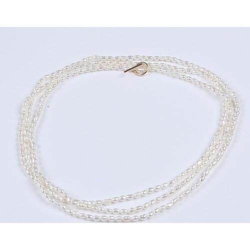 2.5-3mm Rice Pearls Necklace Lengthen Fashion Jewelry Necklace For Woman
