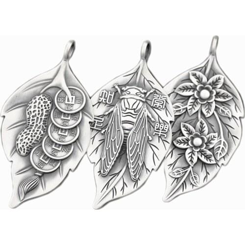2021 Fashion Retro Cupronickel Silver Plated Necklace Tree Leaf Carving Pattern Pendant Sweater Chain for Charms Lucky Jewelry