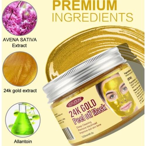 24K Gold Face Masque Peel Off Blackhead Remover Cleansing Masque Anti Aging Peel Off Mask Deep Lifting Firming