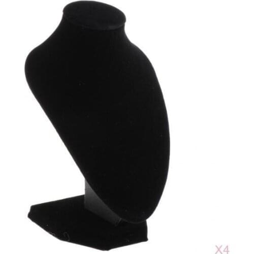 4 Packs Black Velvet Necklace Female Bust Display Pendant