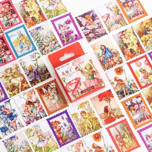 46pcs 2021 new boxed sticker flower fairy Beautiful fairytale paper stickers Diary Stationery Album Journal Sticker