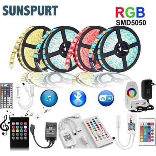 5m-20m WiFi RF 2.4G Bluetooth Music LED Strip Light RGB SMD 2835 5050 LED Strip Tape Ribbon Light DC 12V+Remote Control+ Adapter