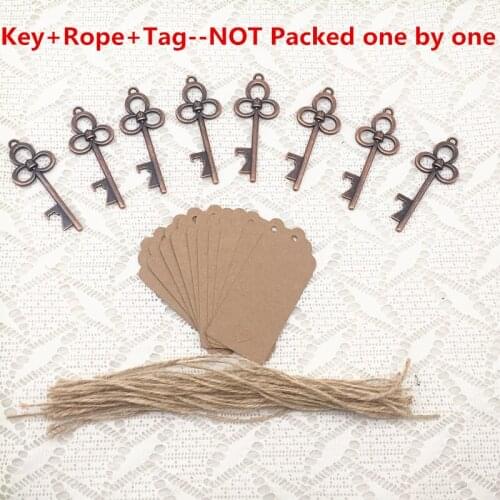 50pcs DIY Wedding Souvenirs Skeleton Key Bottle Opener with Tags Wedding Favors Party Favors Festive Party Supplies Back Gifts