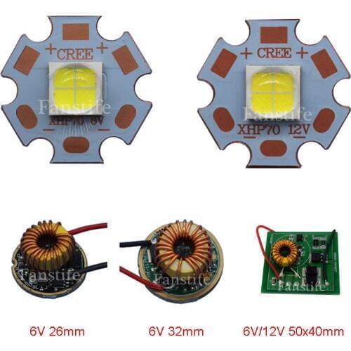6V 12V Cree XHP70 XHP70.2 Cool White 6500K 5000K Warm White 3000K LED Emitter on 20mm Thermoelectric separation copper substrate