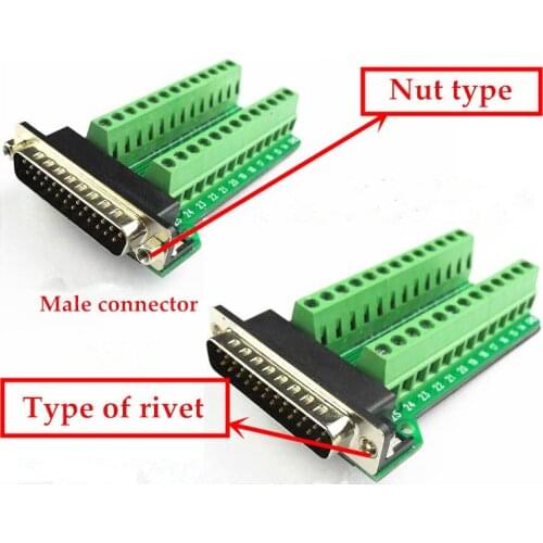 Free shipping DB25-G2 riveted thread adapter terminal, male interface serial port adapter board, nut type adapter terminal