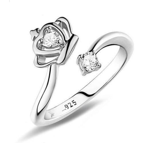 Noble Crown Wedding Ring Open Silver plated color Crystal Rings For Women Jewelry Anel Anillos Aneis Bague Jewellery Gift