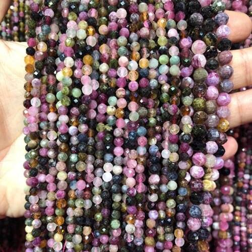 Natural Stone Beads Small Faceted Tourmaline Loose Beads 2 3 4 5mm For Bracelet Necklace Jewelry Making
