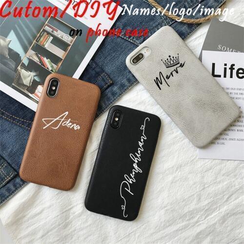 Custom Name Logo Photo on Cases for Iphone 12 pro max Case Luxury Leather PU Soft Cover for iphone 12mini 5.4 i12pro retro DIY