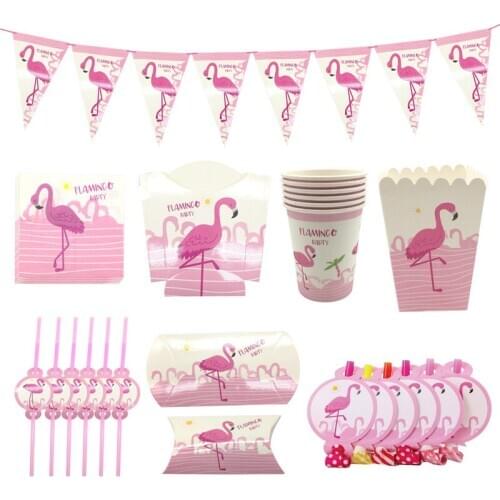 Chicinlife Flamingos Theme Party Disposable Tableware Paper Cup Plates Napkin Baby Shower Birthday Hawaii Summer Party Supplies