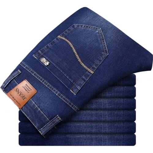 Large Size 40 42 Classic Style Mens Business Jeans 2021 New Fashion Slim Stretch Denim Trousers Male Brand Pants