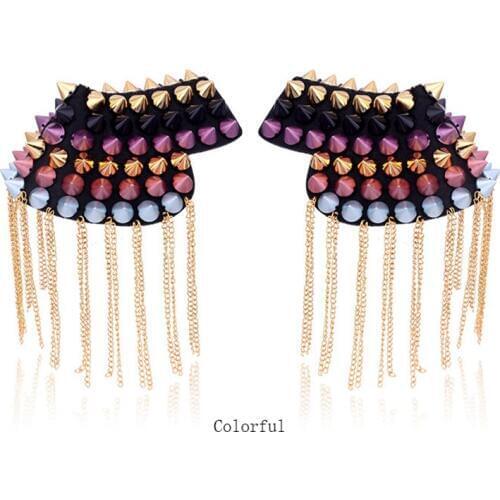 Handmade A99 epaulette jewelery tassel big shoulder brooch epaulet /epaulettes spikes/escapulario blazer accessories/pin