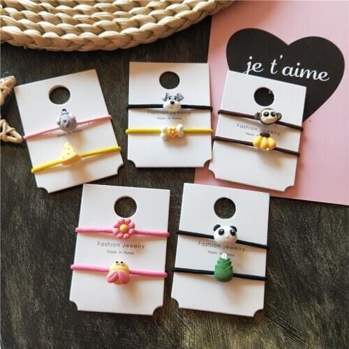 2pcs New Mini Panda Elastic Hair Bands Rubber Hair Rope Tie Lovely Girls Hair Scrunchie Ponytail Holder Gum Cartoon Accessories