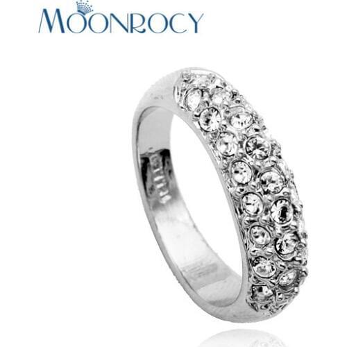 MOONROCY Free Shipping Zirconia jewelry wholesale Crystal Rings wedding ring for women fashion jewelry Gift