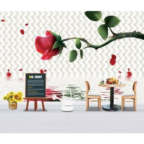3 d wallpaper custom photo mural Rose reflection square wall background decor living room 3d wall murals wallpaper for walls 3 d