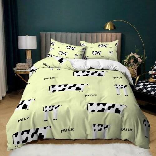 Custom Modern 3D Print Cartoon Cute Cows Beding Set Pillowcase Duvet Cover Home Bedroom Decor Girls Boys Kid Queen King Single