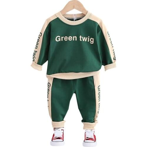 New Spring Autumn Baby Girl Clothes Children Boys Cotton Letter T Shirt Pants 2 Piece Set Toddler Fashion Costume Kids Tracksuit