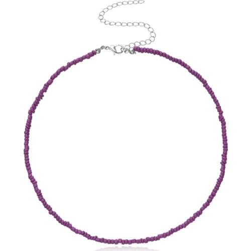 2020 New Multicolor rice bead necklace Bohemia style short Pure color choker necklaces women