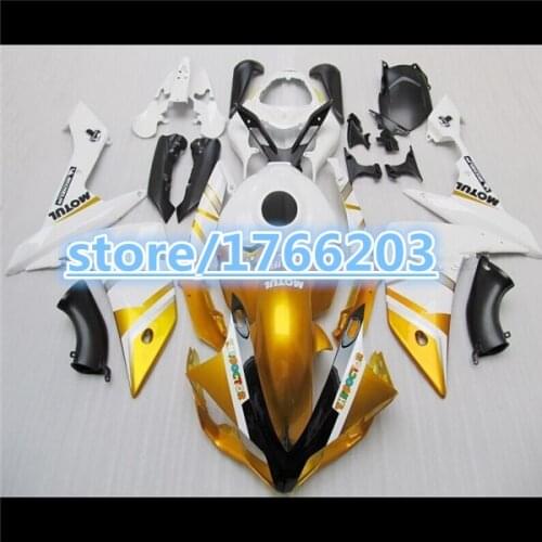 ABS Fairing Set For YZF R1 07-08 YZF-R1 2007-2008 YZF R1 YZFR1 YZF1000 07 08 2007 2008 golden black FairingS BBF