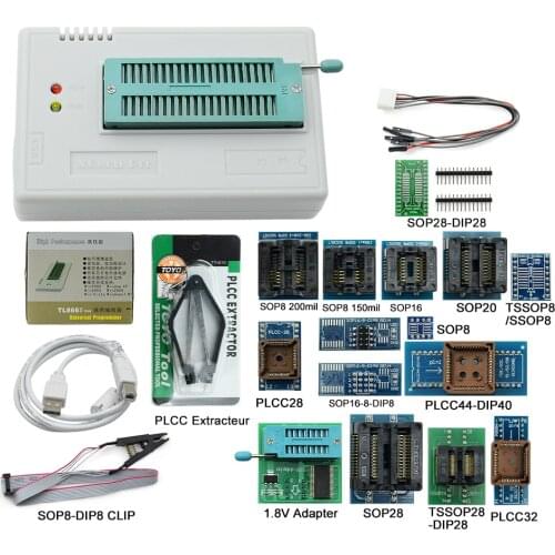 Genuine V10.9 TL866II Plus Universal Programmer+17 Adapter TL866 Flash EPROM with Test Clip Smart Chip Programmable Calculator