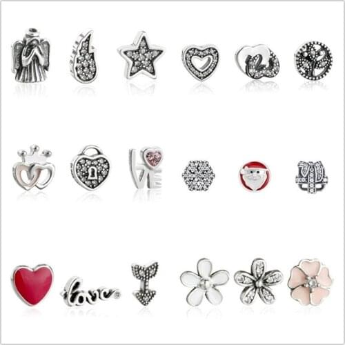 Authentic 925 Sterling Silver small Charms beads fit Floating Locket Silver Pendant and Necklace DIY accessories for women