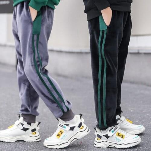 Casual Teenage Boys Pants High Quality Thick Warm 2021 Autumn Winter Gold Velvet Boys Thermal Pants Kids Trousers 3-12 Years