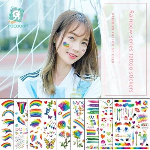 Colorful Butterfly Flower Rainbow Body Art Water Transfer Waterproof Temporary Tattoo Sticker For Men Women Fake Tattoos