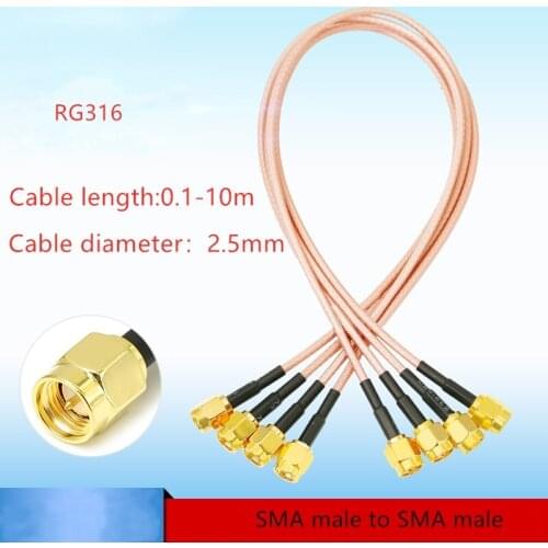 RG136 2pcs SMA male to SMA male RF coaxial cable SMA-J to SMA-J jumper extension core cable length0.1-10m adapter cable