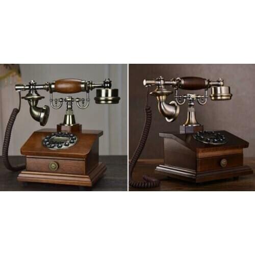 Solid Wood Vintage Antique Retro Caller ID Handset Desk Telephone Good Quality