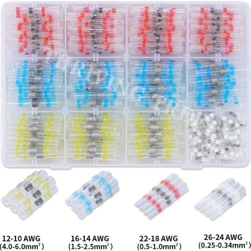 600/50Pcs Heat Shrink Butt Crimp Terminals Waterproof Solder Seal Electrical Connectors Wire Cable Splice Kit Automotive Marine