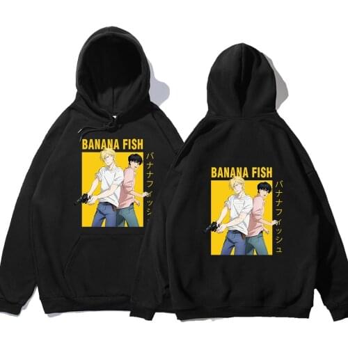 Japan Anime Banana Fish Print Hoodies Men Autumn Comfortable Streetwear Loose Clothes Pullovers Sweatshirt Man