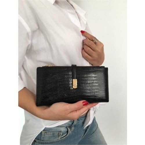 Womens Black Gorgeous Textured Legend Model Big Wallet