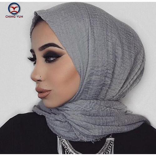 CHING YUN Women Scarf Brand Muslim Wrapped 2020 Hot Soft Bandana Fold Solid color folk-custom Hairy Fashion Woman Long Scarves