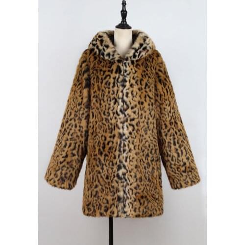 Plus size Leopard-print Faux Fur Coat High Quality Luxury Faux Fur Coat For Women Coat Winter Warm Fashion Leopard Artificial Fu