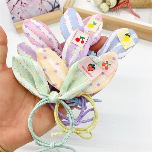 10Pcs Children elastic Floral hair band Cute Bow Rabbit Ears Headband Girl Scrunchie Kids Ponytail Holder Hair Accessories