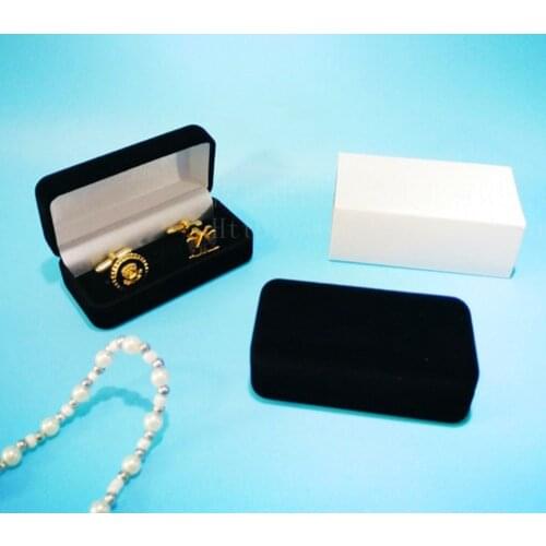 100pcs/lot Velvet Cufflinks Box Tie Clip Boxes 75x38x27mm Cuff Link Angle Collar Pin Brooch Storage Carring Cases Jewelry Boxes