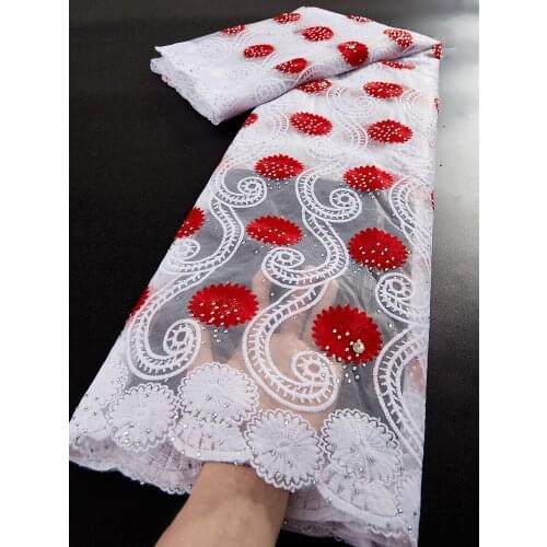 2021 High Quality African Lace Fabric Milk Silk Lace With Stones Embroidery Mesh Lace Tulle Lace Fabric 2.5 Yards TY079