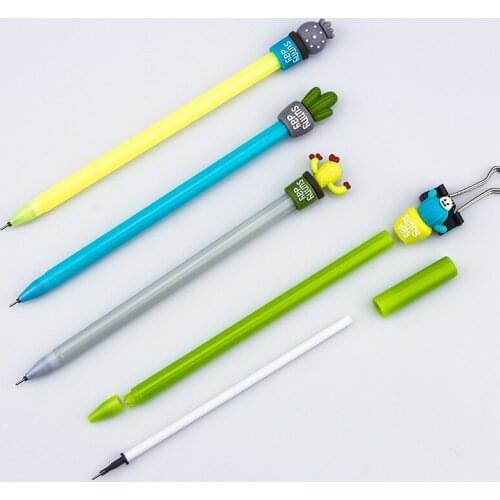 24 Pcs Stationery Creative Cactus Potted Modeling Neutral Pen Students Use Full Needle Pen Kawaii School Supplies