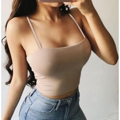 25# Sheath Short Tanks Women Sexy Casual Easy Sleeveless O-neck Solid Sports Slim Camisoles Tight Fitting Tops Кроп Топ Женский