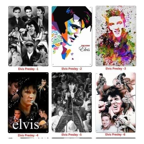 26pcs Metal Signs shabby chic Elvis Presley Super Rock Star tin Signs Gift Kids room Wall art Painting Poster Bar Craft Decor
