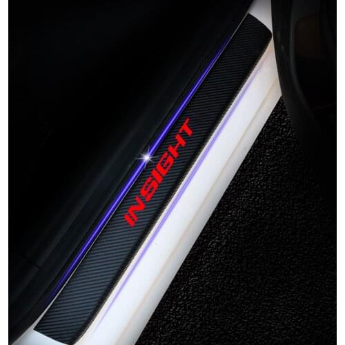 Car Door Sill Scuff Plate For Honda Insight 4D Carbon Fiber Vinyl Stickers Auto Accessories Door Threshold Plate Stickers 4Pcs