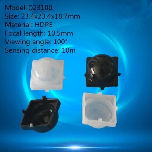 50pcs 023100 dome shape human body infrared PIR sensor HDPE plastic fresnel lens 23.4x23.4x18.7mm focal length 10.5mm