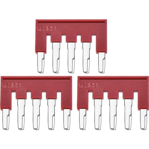 500V 25A 5 Positions Terminal Block Barrier Strip Pre-insulated Red 3 Pcs