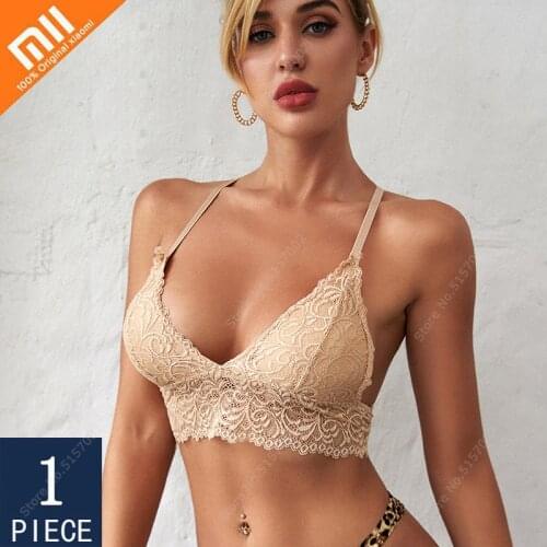 Xiaomi Bralette Seamless Lace Sexy Bra Wireless Thin Underwear Sexy French Style Lingerie Soft Push Up Bras For Women M-4XL