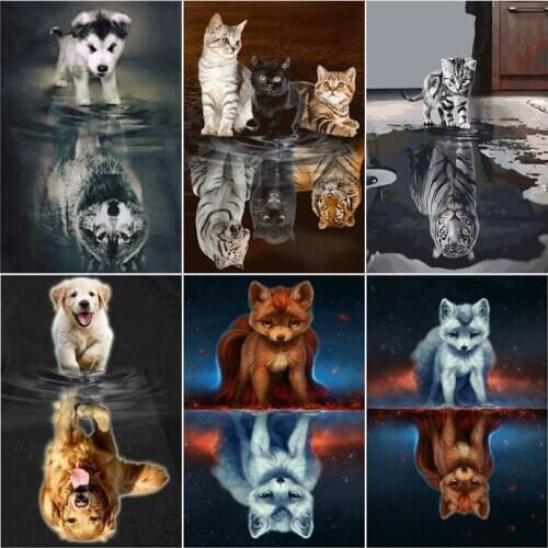 DIY Painting By Numbers Cat Tiger Framed 40x50cm Kit Oil Coloring By Numbers Wall Art Acrylic Painting On Canvas Home Decoration