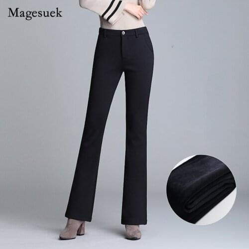 Large-size Elastic Casual Thin Womens Pants Spring Autumn Korean Flare Pants High Waist Fashion Pants for Women Trousers 16449