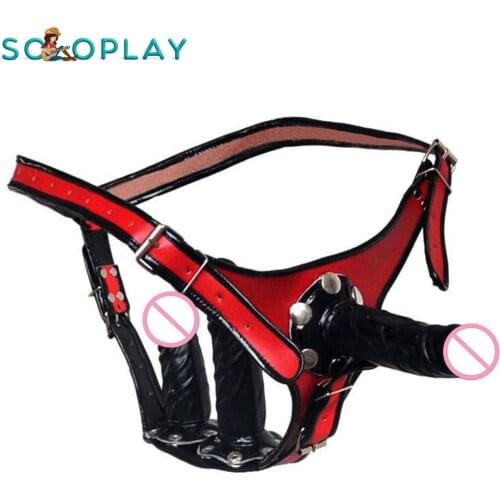 Gays bdsm Chastity toy Double Head Pleasure Underwear with Perfect Size Massage Plug Soft Silicone Dildo Wearable Belt Pants