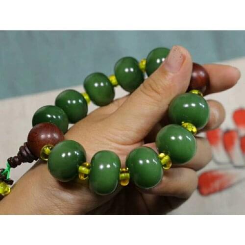 H64#Exquisite Bracelet and Tian Biyu Ice Seeds Spinach Green Whole with Cat Eye